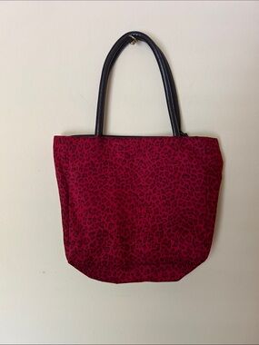 Vintage Neiman Marcus Red Leopard Print Tote Bag
